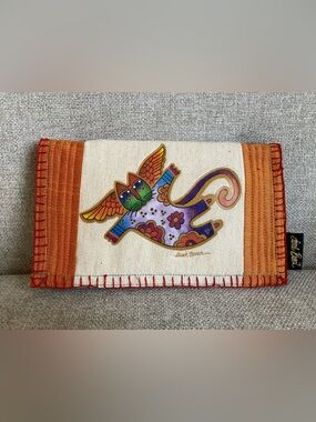 Laurel Burch angel cat fabric wallet/clutch